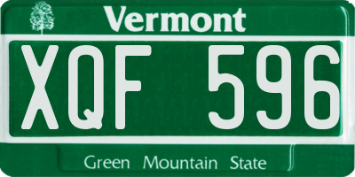 VT license plate XQF596