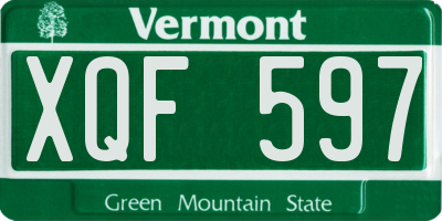 VT license plate XQF597