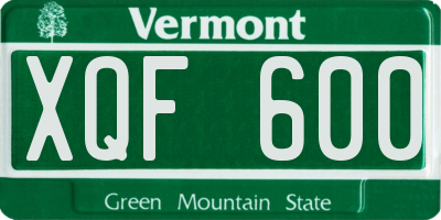 VT license plate XQF600