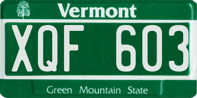 VT license plate XQF603