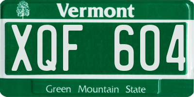 VT license plate XQF604