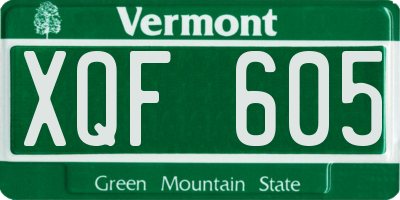 VT license plate XQF605