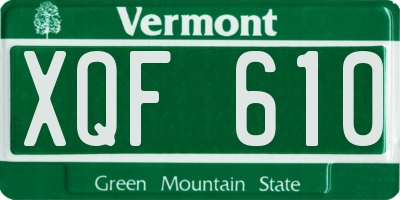 VT license plate XQF610