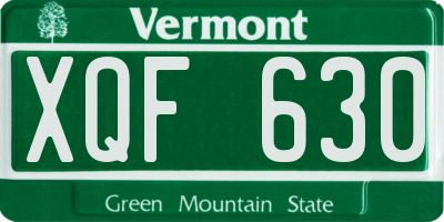 VT license plate XQF630
