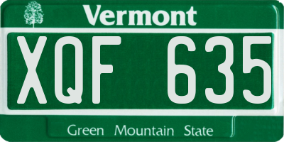 VT license plate XQF635