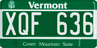 VT license plate XQF636