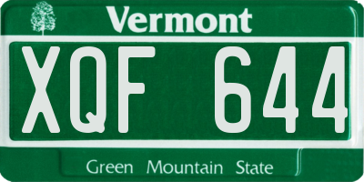 VT license plate XQF644