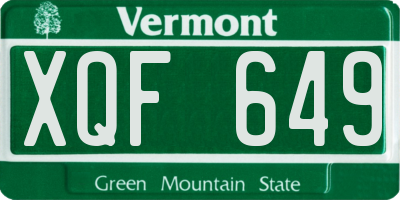 VT license plate XQF649