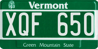 VT license plate XQF650