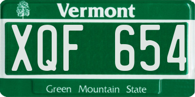 VT license plate XQF654