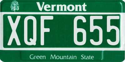 VT license plate XQF655