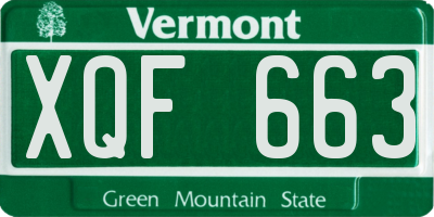 VT license plate XQF663