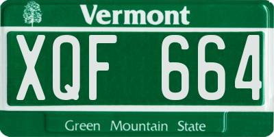 VT license plate XQF664
