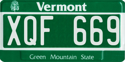 VT license plate XQF669