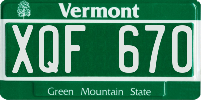VT license plate XQF670