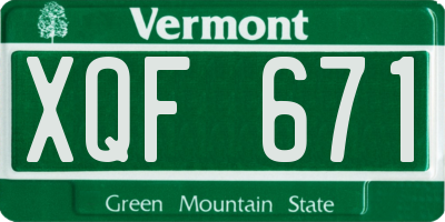 VT license plate XQF671