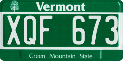 VT license plate XQF673