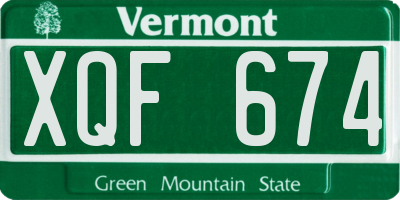 VT license plate XQF674