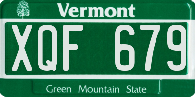 VT license plate XQF679