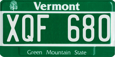 VT license plate XQF680