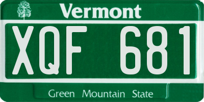 VT license plate XQF681