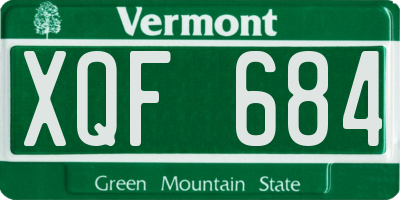 VT license plate XQF684