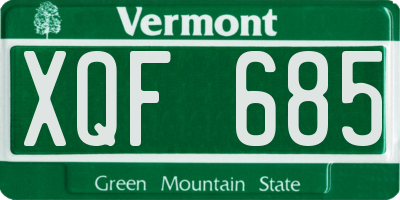 VT license plate XQF685