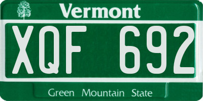 VT license plate XQF692