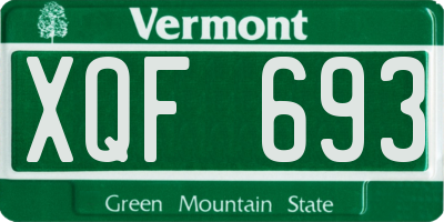 VT license plate XQF693