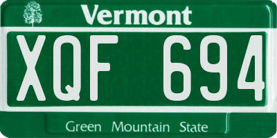 VT license plate XQF694