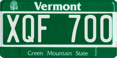 VT license plate XQF700
