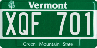 VT license plate XQF701