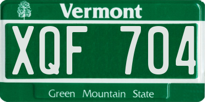 VT license plate XQF704