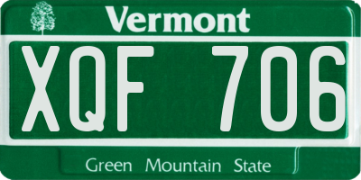 VT license plate XQF706