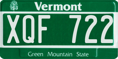 VT license plate XQF722