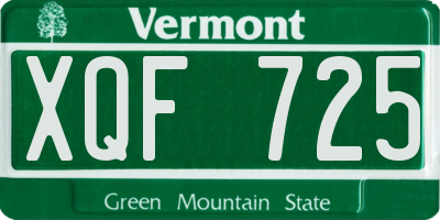 VT license plate XQF725