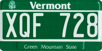 VT license plate XQF728