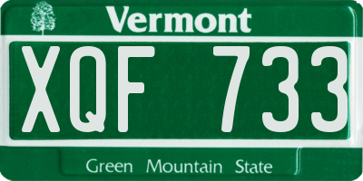 VT license plate XQF733