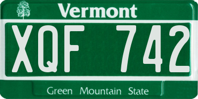VT license plate XQF742