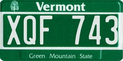 VT license plate XQF743