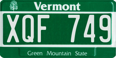 VT license plate XQF749
