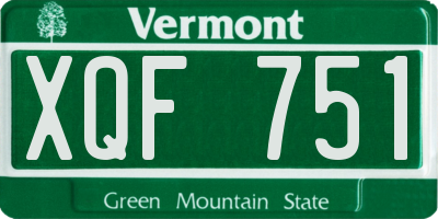 VT license plate XQF751