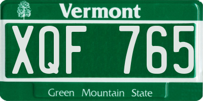 VT license plate XQF765