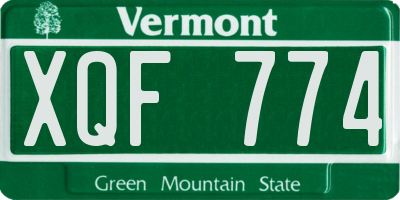 VT license plate XQF774