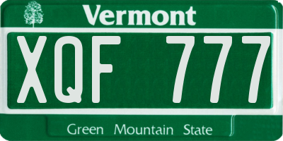 VT license plate XQF777