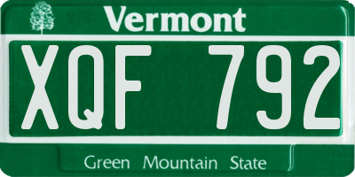 VT license plate XQF792