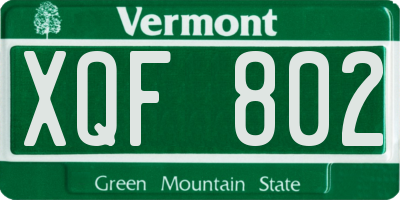 VT license plate XQF802