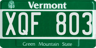 VT license plate XQF803