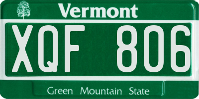 VT license plate XQF806