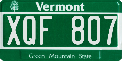 VT license plate XQF807